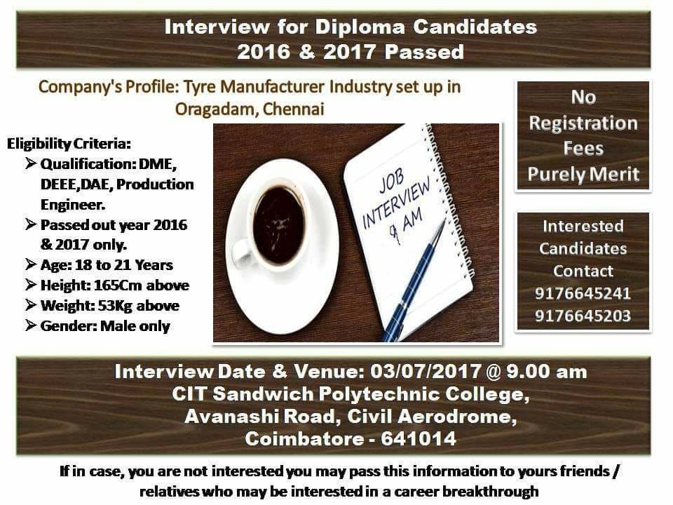 Walk In Interview for Diploma Holders
