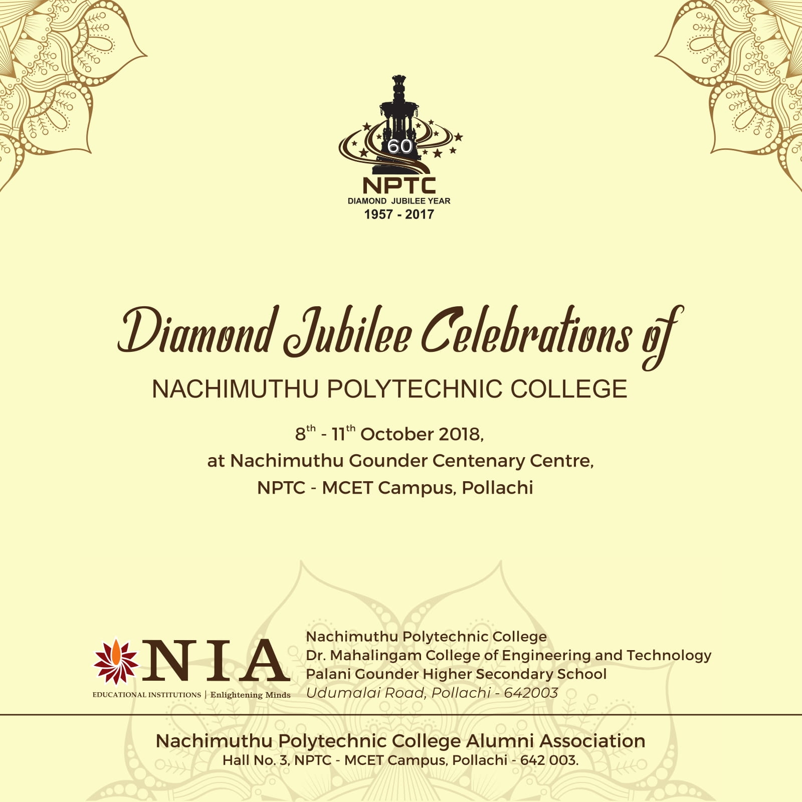 Diamond Jubilee Celebrations of Nachimuthu Polytechnic College - Valedictory Function